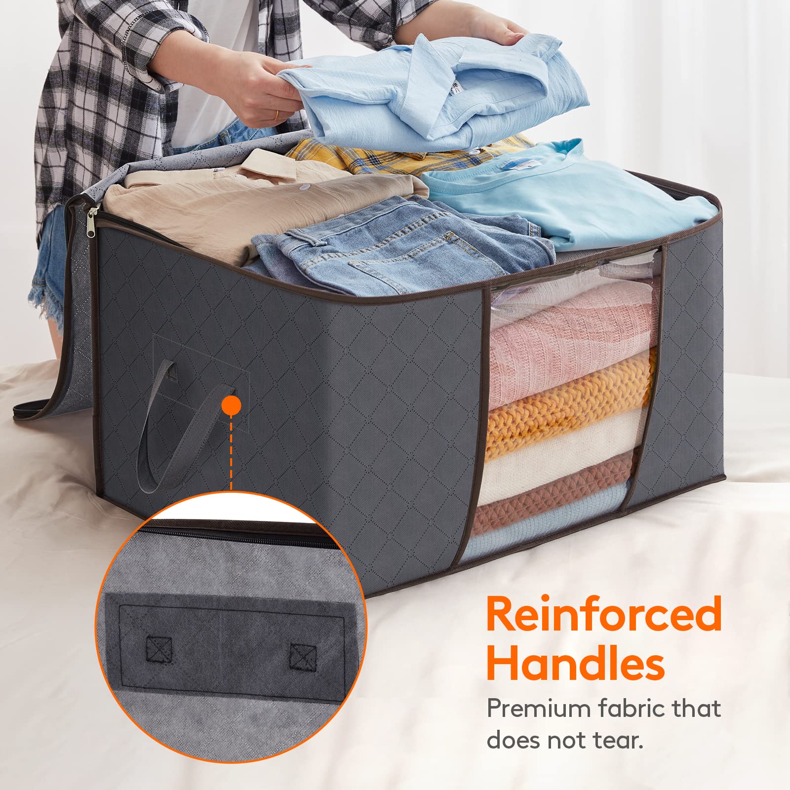 Lifewit 90L Large Storage Bags, 6 Pack Closet Organizers and Storage, Clothes Foldable Storage Bins with Reinforced Handles, Sto